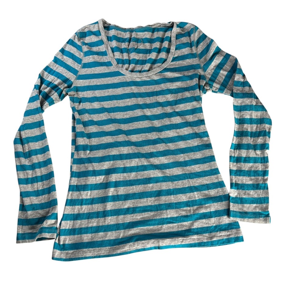 Rue 21 Girls Top Turquoise Gray Stripe‎ Long Sleeve Shirt XL Tee Long Sleeve